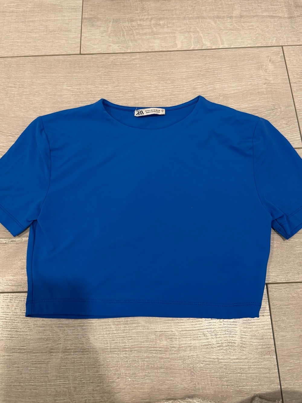 Zara Royal Blue Cropped Crewneck Tee
